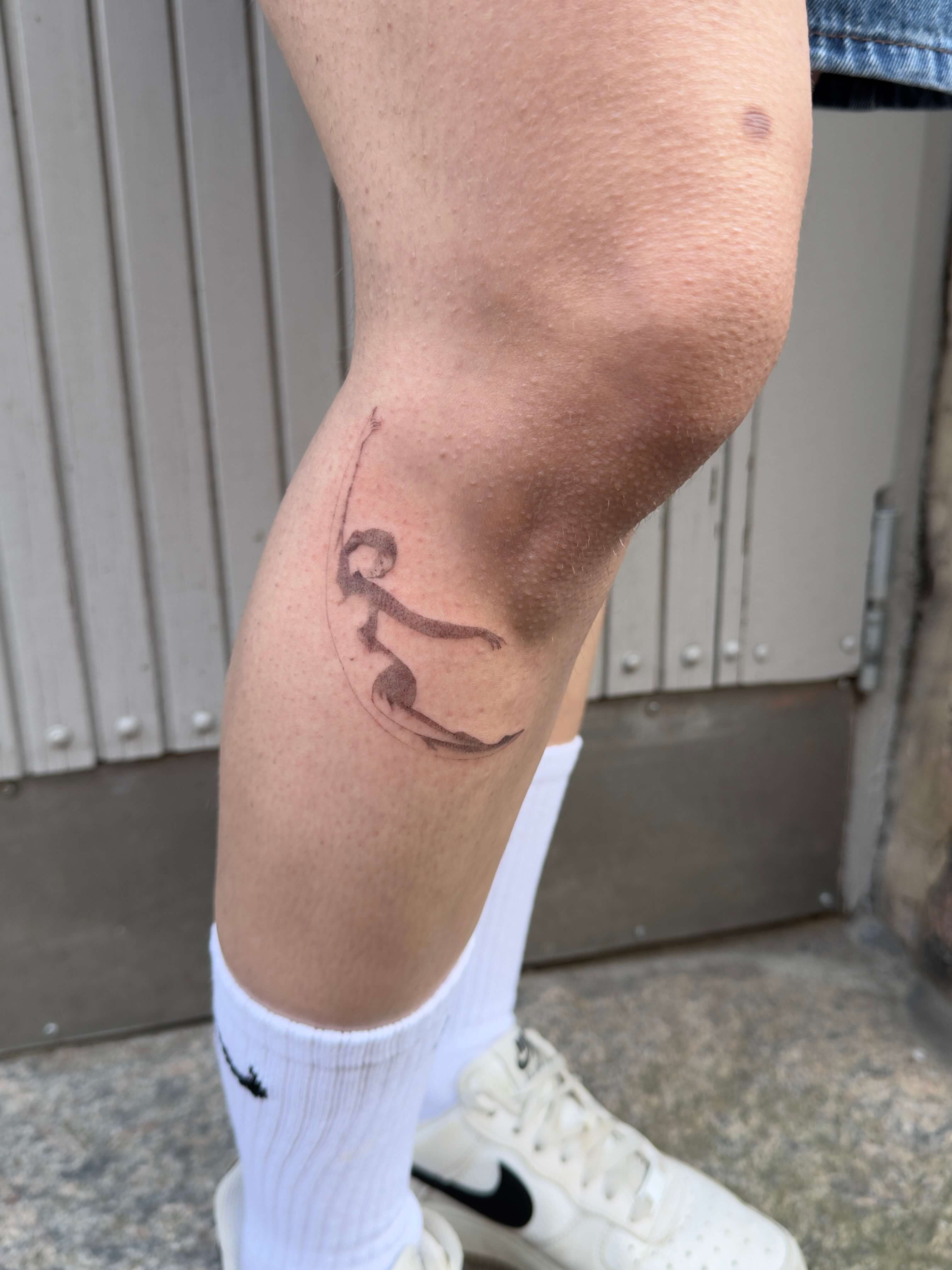 Fine line minimalist tattoo on ankle by Irka in Helsinki